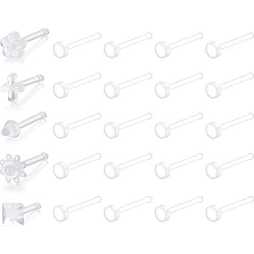 20G Clear Nose Ring Stud Nose Screw Bioflex Retainer Pin Bone L Shaped Body Jewelry Nose Piercing