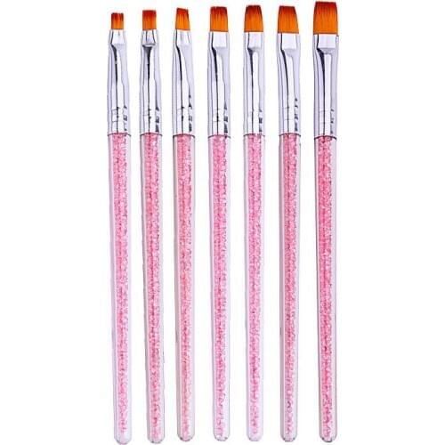 High quality 7pcs/set Crystal Dual-ended UV Gel French Nail Brushes Building Gel Nail Painting Drawing Flowers Nail Pen Set