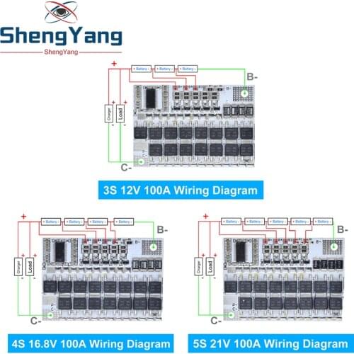 3s/4s/5s Bms 12v 16.8v 21v 100a Li-ion Lmo Ternary Lithium Battery Protection Circuit Board Li-polymer Balance Charging Module