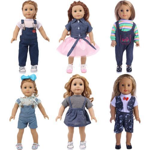 Doll 14 Styles Fashion Handmade Denim Set/Dress Fit 18 Inch American Doll&43Cm Born Baby,Our Generation,Birthday Girls Toy Gift