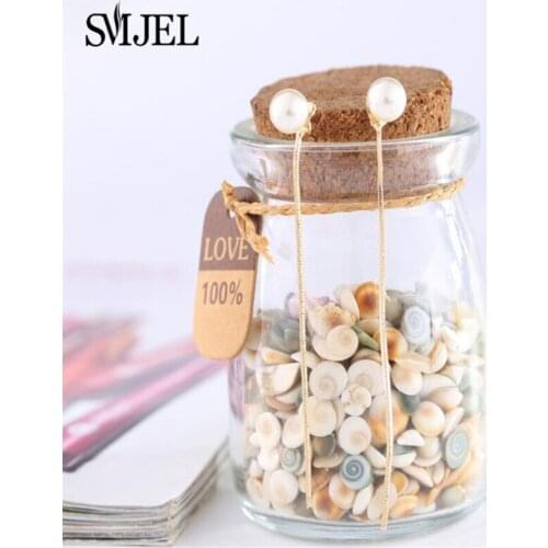 SMJEL Punk Fashion Round Ball Long Chain Earrings Jewelry Trendy Geometric Stud Earring For Women Beauty Statement Jewelry