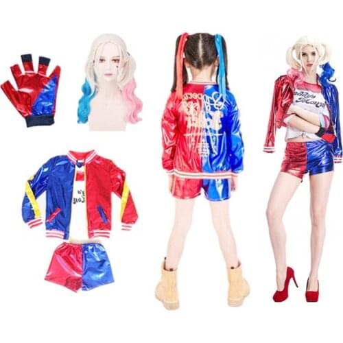 Halloween Costume for Kids Womens Halloween Costume Cosplay Harleen Quinzel Dark Witch Female Devil Costume Girl Halloween