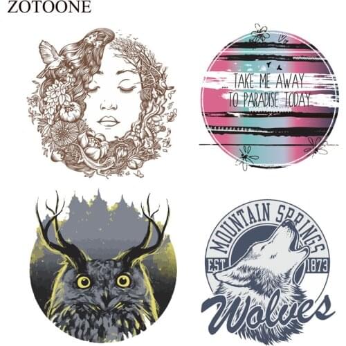 ZOTOONE Iron On Animal Patches For Clothes Sticker DIY T-shirt Iron-on Transfer Applique Fabric Girl Patch Wolf Decoration Badge