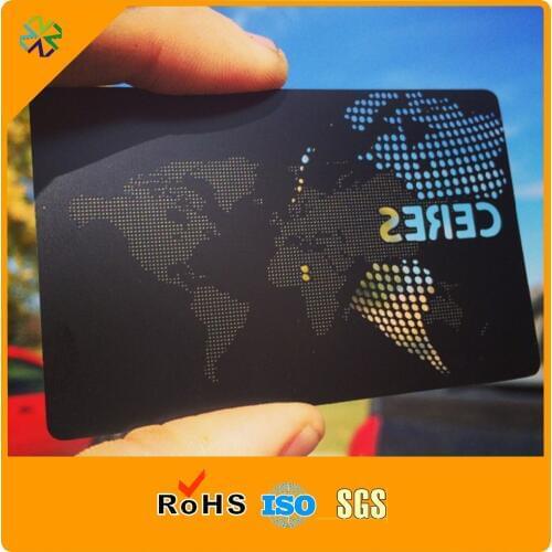 100pcs/lot Matte Black Metal Business Card With White Color printing and cutting through craft