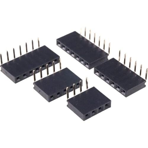 100pcs 1x5 P 5 Pin 2.54 Pin Female Pin Header Right Angle Single row Through Hole Insulator height 8.50mm Rohs