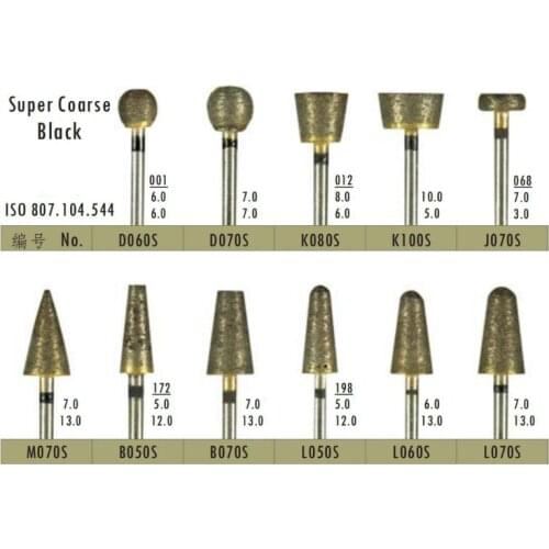 2pcs Dental Lab Diamond Fully Sintered Burs Coarse Grit Durable Grind Polish Smoothly Shank 2.35mm Laboratory Polishing Tools