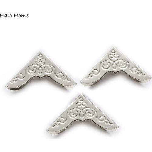 20 Piece Silver Tone Carving Book Scrapbooking Metal Corner Protectors Albums Folders Box Bags 50x35mm(2"x1 3/8")