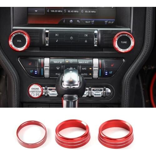 3Pcs/set Aluminum Alloy Air Conditioning Switch & Headlight Switch Knob Trim Frame For Ford Mustang 2015