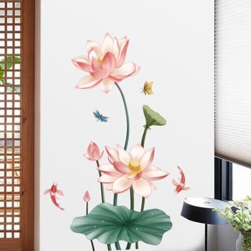 3D Lotus Wall Sticker Flowers Teenager Living Room Bedroom Bathroom Home Decor Fridge Stickers Poster Self-adhesive Wallpaper