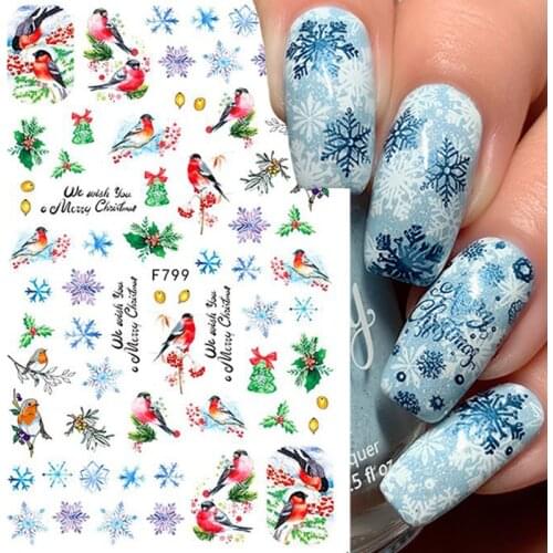 1pc Christmas Elk Snowflakes Adhesive 3D Nail Sticker New Blood Hand Footprint Skull Head Bat Halloween Slider Decals Decoration