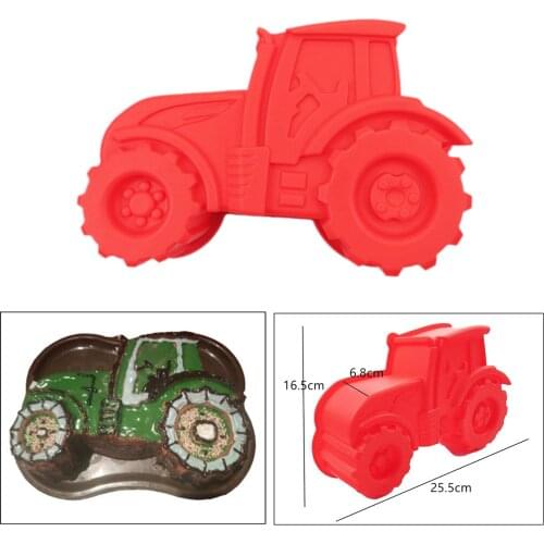 DIY 3D Red Tractor Silicone Baking Moulds Mould for Cake Chocolate Desserts Candy Making