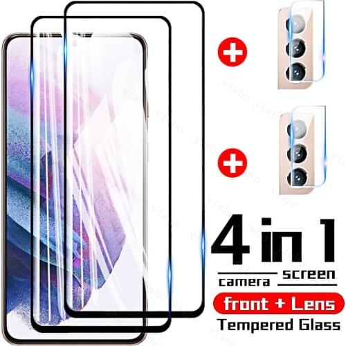 4 In 1 Tempered Glass for Samsung Galaxy S21 Plus FE Screen Protector Explosion-proof Glass Camera Film for S21 Plus S21+ S20 Fe