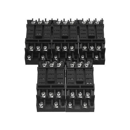 5Pcs 11 Pin 38mm DIN Rail Panel Mounted Electromagnetic Power Relay Socket Base