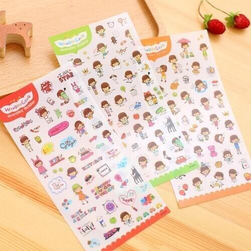 6PCS Cute New My Happy Life Decorative Stickers PVC Transparent Diary Album Mobile Phone Notebook DIY Children Stationery