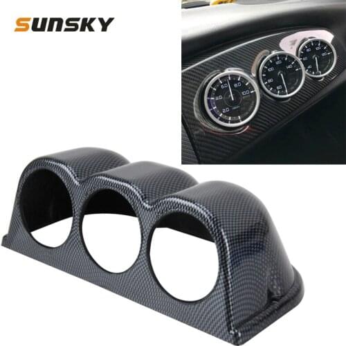 60mm Universal Car Dash Gauge Meter Pod Mount Horizontal Carbon lead Material Auto Meter Instrument Holder Dashboard 3 Hole Cup