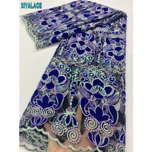 African lace fabric high quality african velvet lace fabric with sequins embroidery french wedding for party dress 3668b