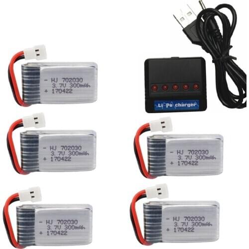 3.7V 300mAH Lipo Battery With Charger For Udi U816 U830 F180 E55 FQ777 FQ17W Hubsan H107 Syma X11C FY530 RC Drone Battery