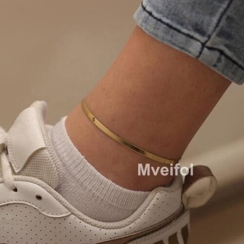 Tarnish Free Stainless Steel Flat Snake Chain Anklets for Women Boho Summer Ocean Beach Foot Leg Ankle Bracelet Foot Jewelry