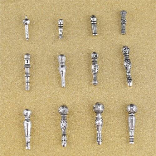 20pcs Multiple Styles Charms Alloy Hollow Long Stick Shape Beads Decoration For Bracelet Necklace DIY Jewelry Making Accessories