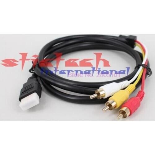 By dhl or ems 100 pcs Top Quality Hot Selling Arrived 5 Feet 1080P HDTV HDMI Male to 3 RCA Audio Video AV Cable Cord Adapter