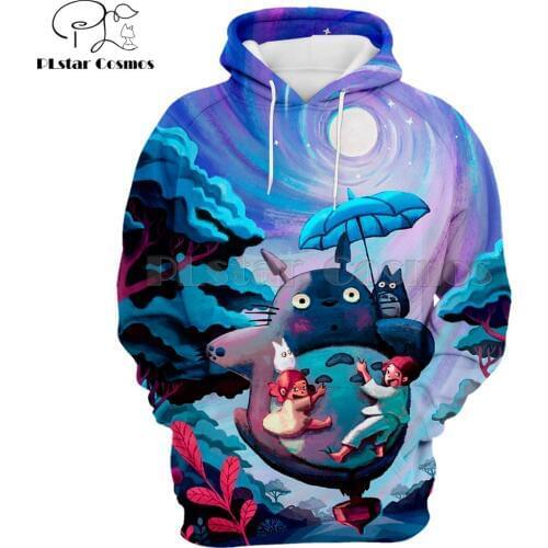 Brand costume Japanese Anime Totoro Men hoodies Studio Ghibli Miyazaki Hayao 3D Printed Anime Spirit Away Hooded Sweatshirt