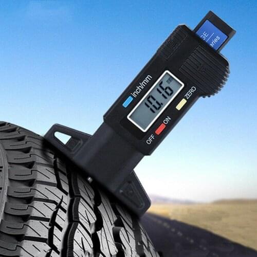 LCD Digital Car Tyre Tread Depth Gauge Caliper Wear Detection Measurement Tool with Inch and MM Conversion Fraction Display