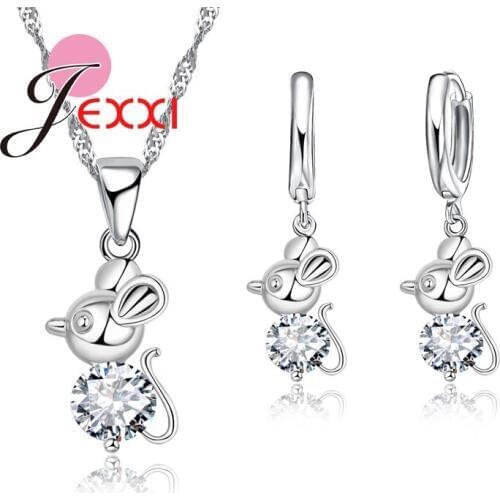 New Finding Weeding Accessories Wholesale 925 Sterling Silver Crytal Jewelry Sets Unique Animal Pattern Necklace Earr