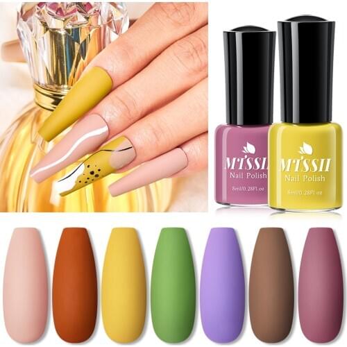 Mtssii 1PC Matte Nail Polish Colorful Nail Art Varnishes Solid Color Nail Art Oily Polish Soak Off Polish DIY Decoration