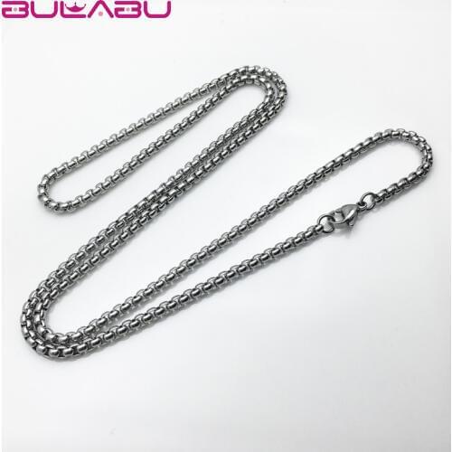 Fashion Silver Stainless Steel Chains Necklace For Women Men Pendant Hanging Neck Chain Round Box Classic Basic Chain Necklaces