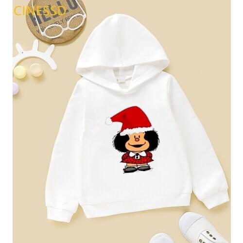 Fashion Cute Harajuku Style Sweatshirt For Kids Cartoon Mafalda 2020 Christmas Plush Girl Hoodie Fun printed childrens Casual T