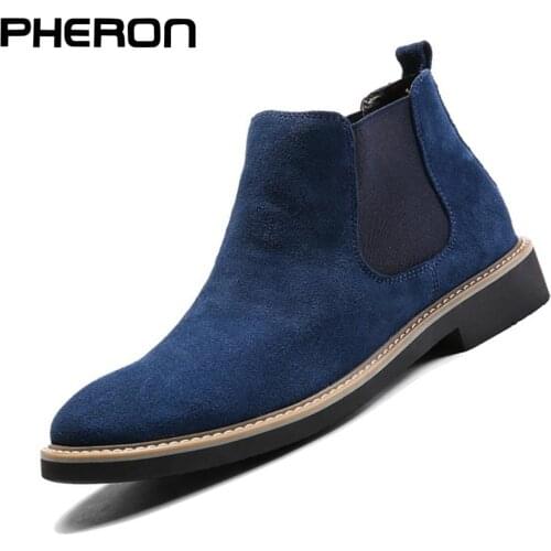 2020 Casual shoes man Spring New Fashion Casual Men Ankle Chelsea Boots Male Shoes Cow Suede Leather Slip On Motorcycle Man Boot