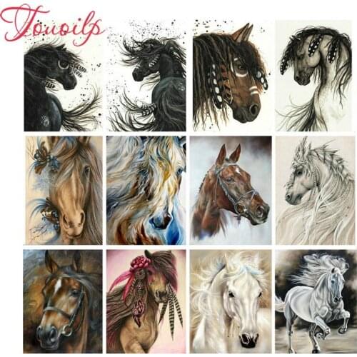 Hot 23 style feather horse icon full square 5D DIY diamond painting horse pattern 3D diamond cross stitch animal crystal mosaic