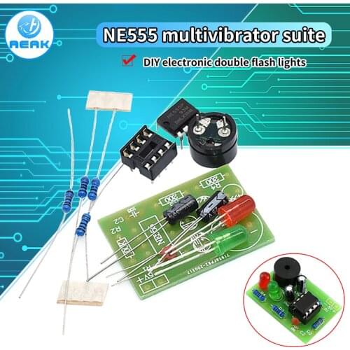 NE555 multivibrator kit NE555P steady-state circuit dual flash LAMP DIY training Maker student Lab
