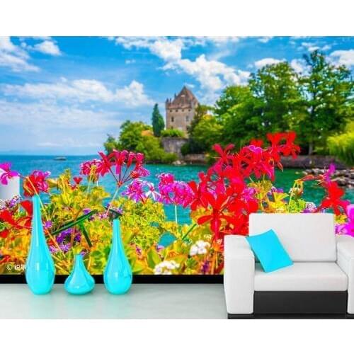 Papel de parede Castle of french city natural 3d wallpaper,living room bedroom wall papers home decor mural