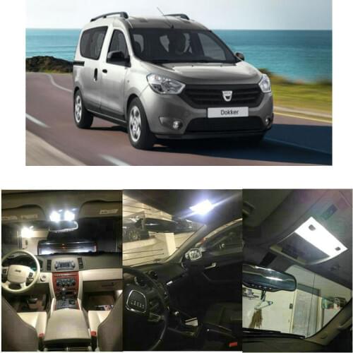7x LED interior lighting complete set For Dacia Dokker K67 reading light rear lights error free