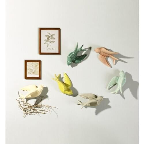 Nordic Ceramic Retro Style Bird Wall Hanging Crafts Home Dining Room Background Pendant Wall Decor Interior Decoration LC