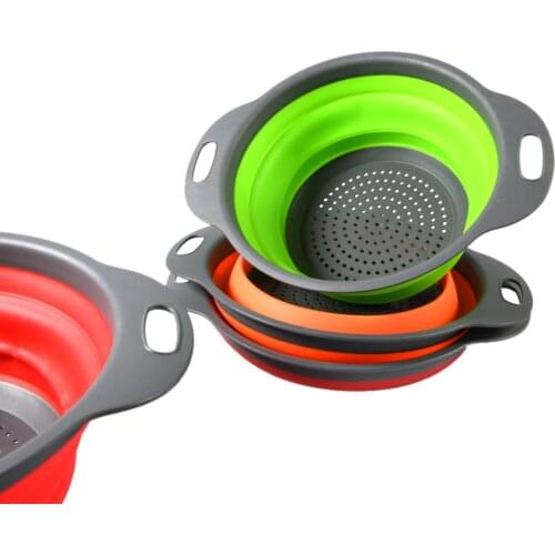 Foldable Drain Basket Colander Fruit Vegetable Washing Basket Strainer Collapsible with Handle Kitchen Tools