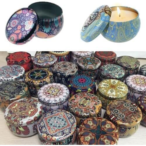 6pcs Drum Shape Vintage Metal Tin Cans Candle Jar DIY Container Empty Home Decoration Coffee Tea Candy Jewelry Organizer