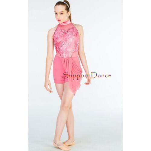 Sequin Mock Turtleneck Tank Latin Jazz Modern Dance Costume For Kids and Adult C20