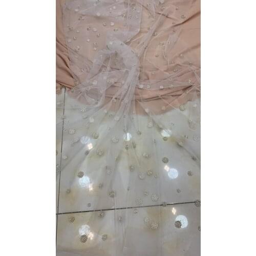 Xy002 # stock 5 yards/bag offwhite ivory mesh dobby beads sexy lovely bridal embroidery mesh lace for wedding dress collection