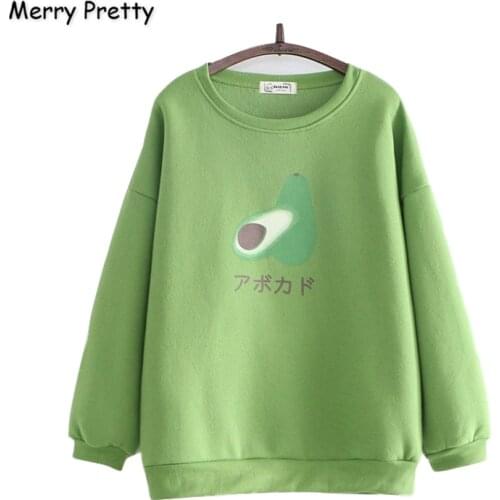 Merry Pretty Cotton Womens Cartoon Print Harajuku Hoodies Sweatshirts 2020 Winter Long Sleeve O-Neck Loose Pullovers Tracksuit