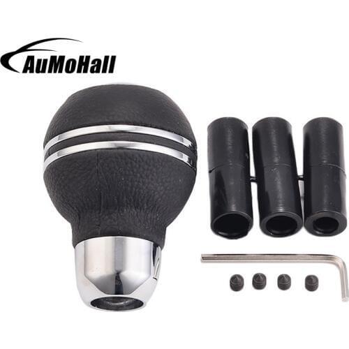 1 Set New Black Car Styling Leather Light Weight Racing Manual Shift Knob Car Gear Shift Knob Shifter Lever Aluminum Leather