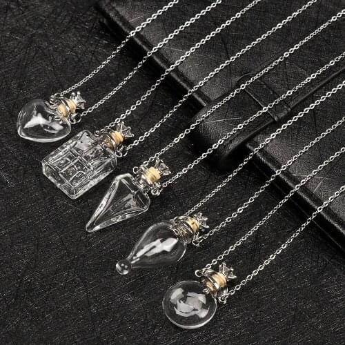 1PC Openable Water Drop Heart Steel Chain Keepsake Essential Oil Pendant Memorial Jewelry Perfume Jewellery Glaze Vial Necklace