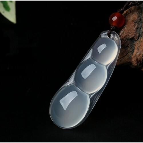 100% Real agate green jade pendant jade necklace white beans jadeite jade jade necklaces jade jewelry silver necklace