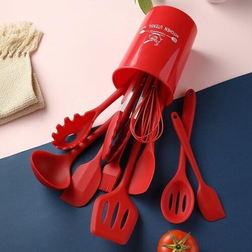 11/10 Piece Silicone Kitchenware Set Silicone Soup Spoon Baking Kitchen Tools Non-stick Reusable Silicone Spatula Spoon