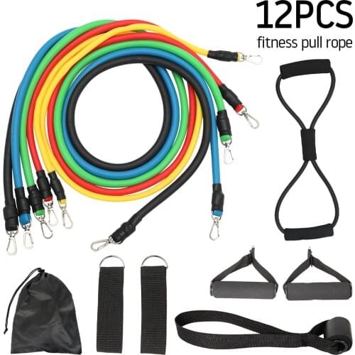 12pcs Fitness Pull Rope 8 Shaped Fitness Elastic Rubber Loops Latex Strength Gym Equipment Resistance Bands Training Exercise