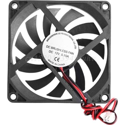 12V 2-Pin 80x80x10mm PC Computer CPU System Heatsink Brushless Cooling Fan 8010