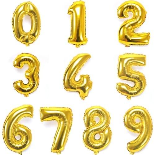 16inch Gold Foil Number Balloon Aluminum Foil Helium Balloons 0-9 Digital Figure Birthday Wedding Party Decoration HG0212