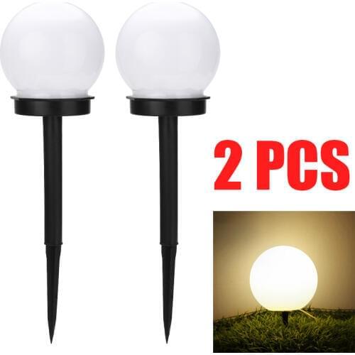 2pcs Waterproof LED Solar Round Bulb Lawn Lamps Outdoor Garden Path Ground Spike Lamp Ball Light