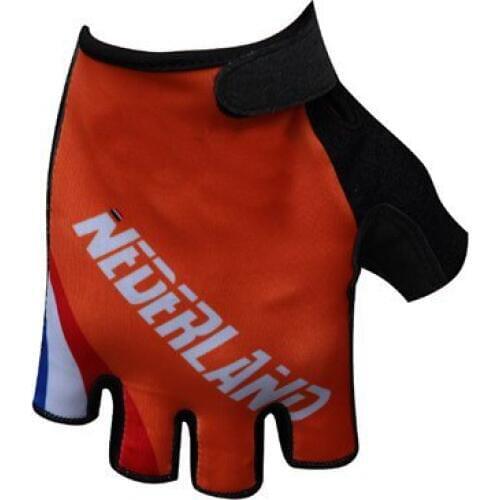2016 NETHERLAND TEAM One Pair Sports Half Finger Cycling Jersey Gloves MTB Road Mountain Bike Bicycle Gel Gloves